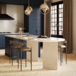 Caesarstone 5212 Taj Royale white surface in modern kitchen