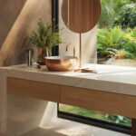 Caesarstone 5144 Rossa Nova surface in modern bathroom